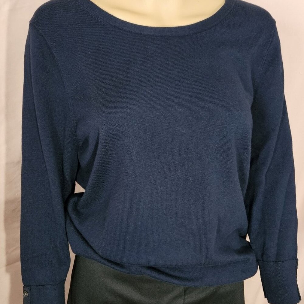 Land's End Navy 3/4 Sleeve Sweater